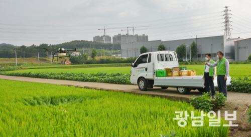 평동농협, 드론 활용 병해충 예방 항공방제