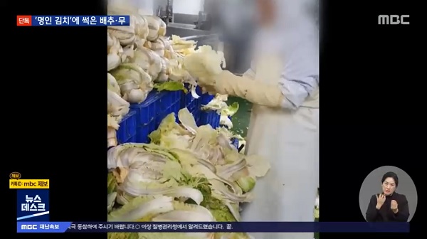 불량 배추 김치 한성식품 심려 끼쳐 죄송…공장폐쇄
