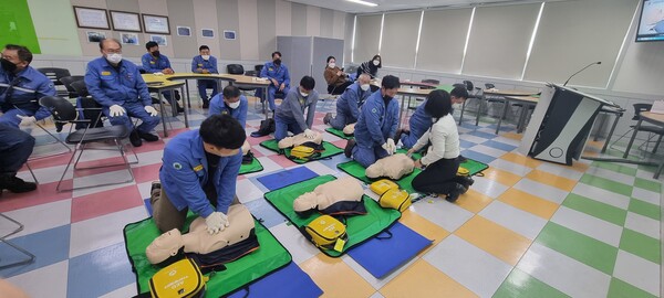 광양소방서, 중앙이엠씨 근로자 대상 심폐소생술 교육