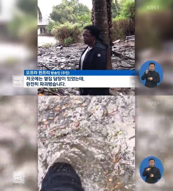  오프라 윈프리, 몬테시토 산사태 피해…집 안 전체가 진흙탕 