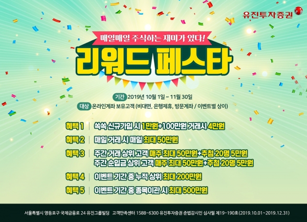 유진투자증권, 고객성원 보답 ‘리워드 페스타’ 진행 
