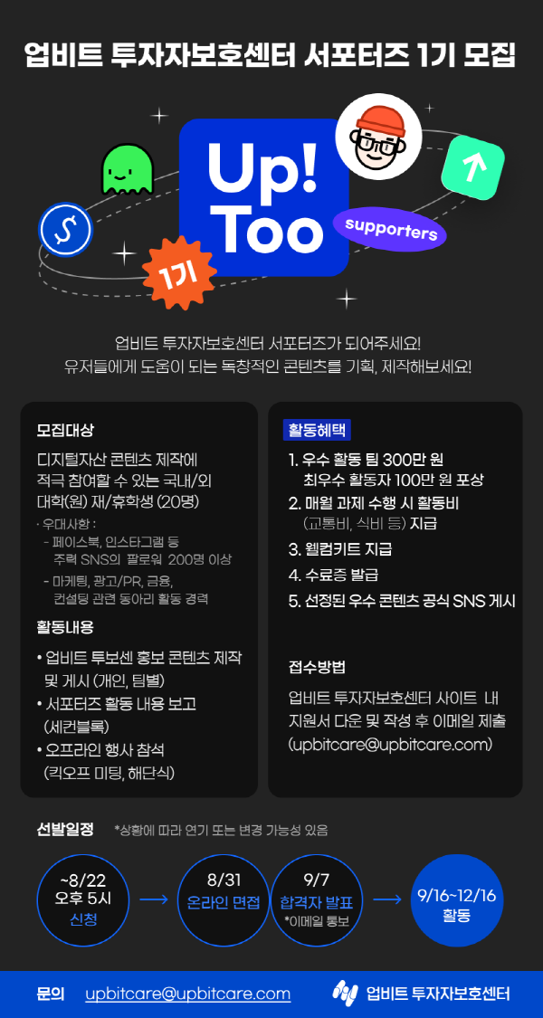 두나무, 건강한 투자문화 조성 위한 ’업투‘ 서포터즈 모집
