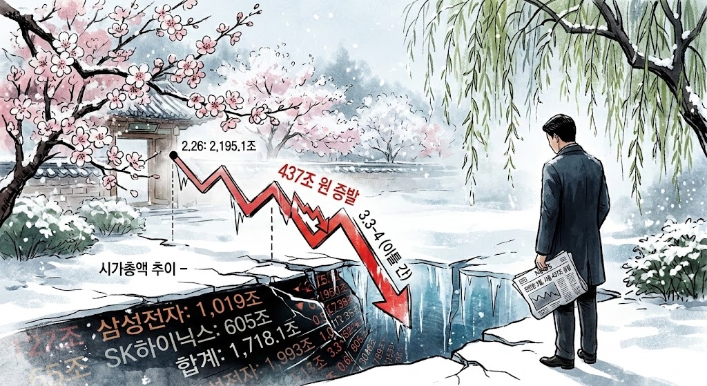 꽃샘 추위보다 매서운 '반도체 한파'…반도체 '투톱' 이틀간 시총437조 원 '증발'