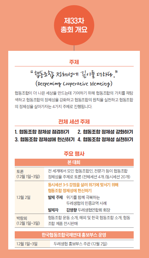 두레생협, 제33차 세계협동조합대회 참가