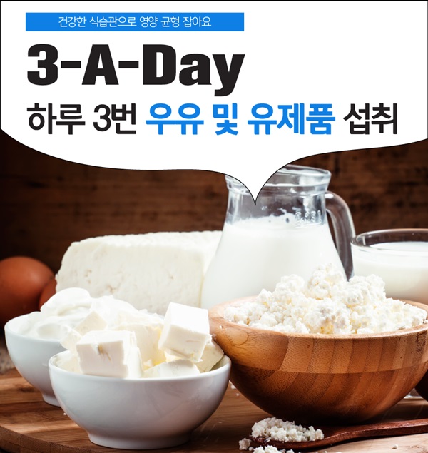 3-A-Day 캠페인 인기.. 하루 3번 우유(유제품) 섭취해 건강 식단 완성
