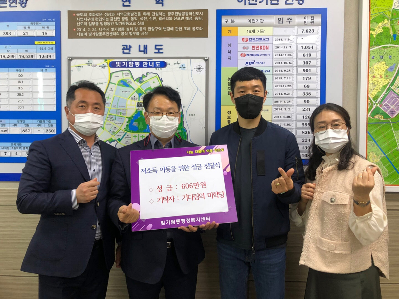 기다림의 미학당 빛가람동 저소독층 아동에 성금 전달