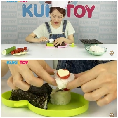 [쿠키토이] 티나의 삼각 김밥 만들기 놀이...모양 좋고 맛 좋은 홈메이드 삼각 김밥! 혼자서도 뚝딱!