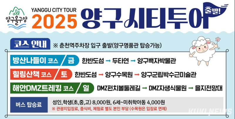 양구시티투어, 18일부터 매주 금·토·일 운영
