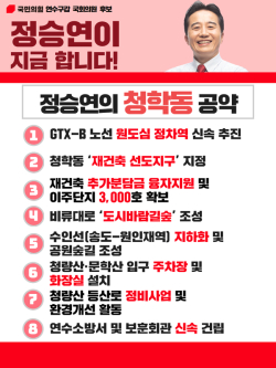 정승연 인천 연수갑 후보, 청학동 맞춤 공약 발표