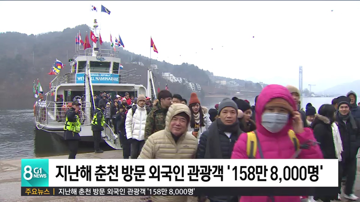 지난해 춘천 방문 외국인 관광객 158만 8,000명
