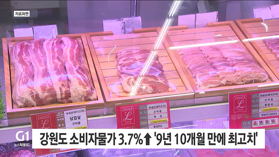 강원도 소비자물가 3.7%↑ 9년 10개월 만에 최고치