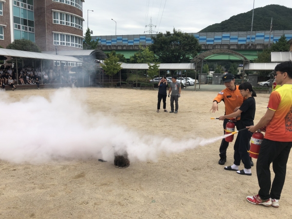 마산소방서 내서중학교 합동소방훈련 실시
