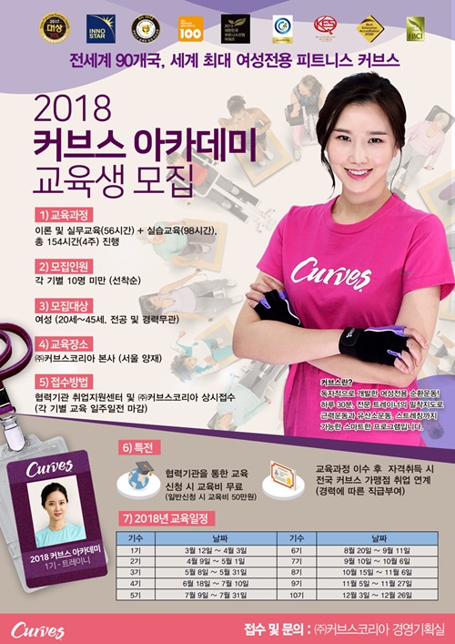 2018 커브스 아카데미 교육생 모집, 미래 커브스 클럽 운영 전문가 양성