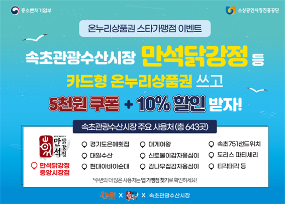 소진공,속초관광수산시장에서 카드형 온누리상품권 이벤트 개최