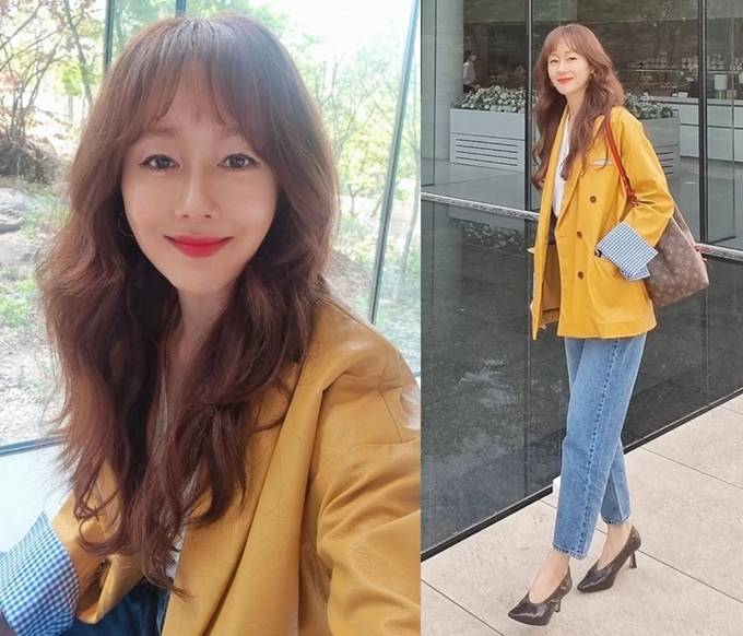 김지수, 50대 자연미인! 화사한 듯 수수한 꾸안꾸 재킷 나들이룩