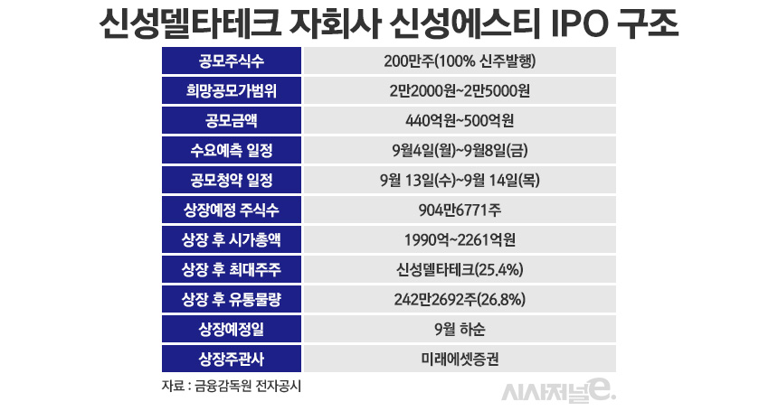 신성델타테크, 자회사 신성에스티 IPO로 경영승계 완성?