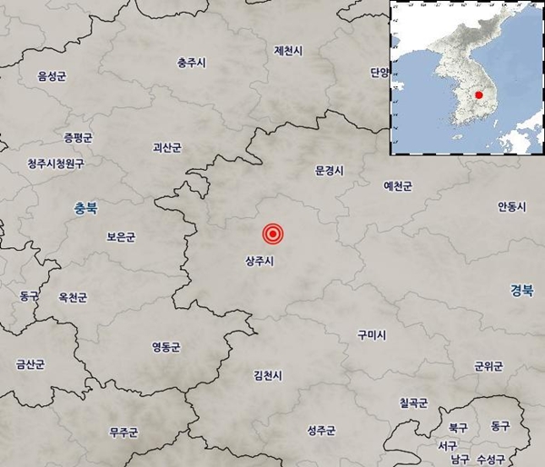 경북 상주 규모 3.9 지진, 올해 최고… 충북·청주·대전·세종·전북 계기진도 3~4 흔들