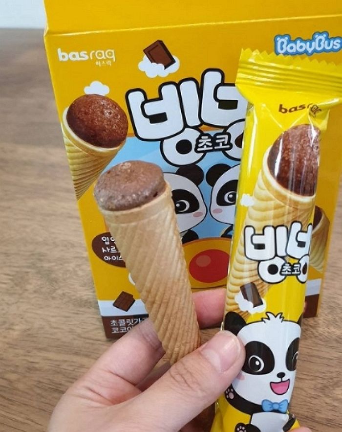 콘 아이스크림 초코 꼬다리 부분 특대 크기로 늘린 대왕 꼬다리 과자
