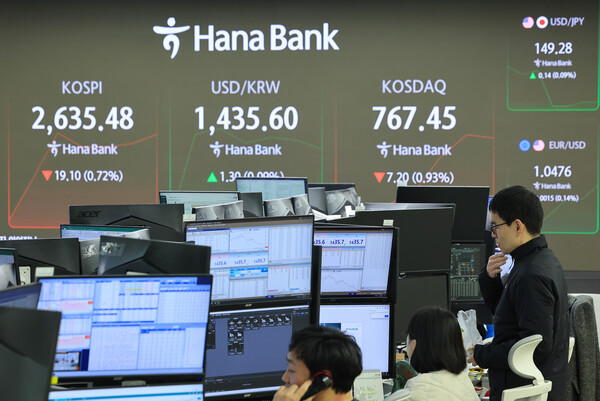 코스피, 2620대로 후퇴…반도체주 급락