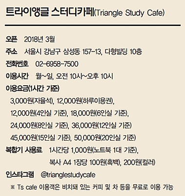 공부와 커리어를 함께, 새로운 스터디카페 TS Cafe