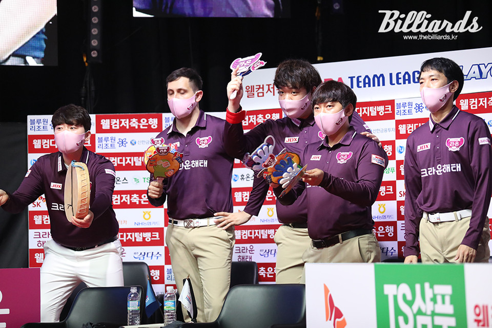 달라진 블루원, 크라운해태에 전승 거두고 파이널 진출 [프로당구 PBA 팀리그]