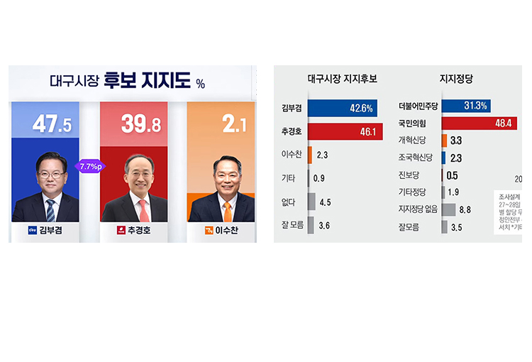 대구시장 '김부겸 우세' vs '접전'...TBC vs 매일신문 여론조사, 뭐가 맞을까?
