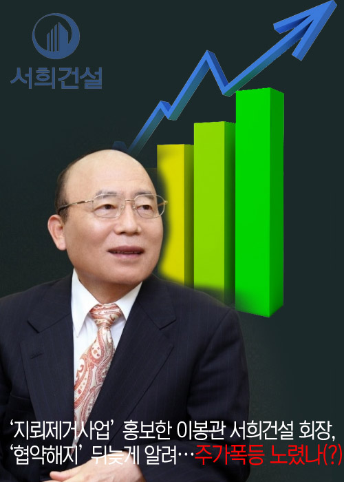 지뢰제거사업 홍보한 이봉관 서희건설 회장, 협약해지 뒤늦게 알려…주가폭등 노렸나(?)