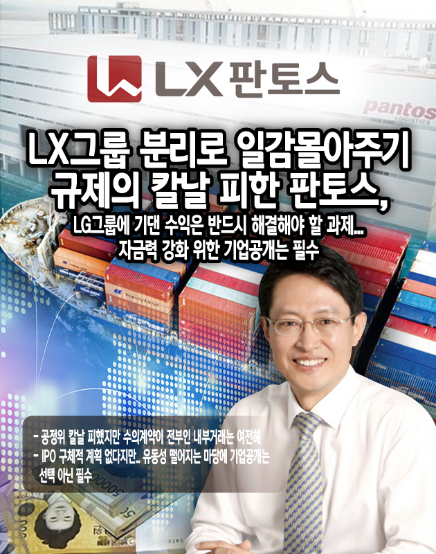 [뉴스워커_해운업계 진단③] LX그룹 분리로 일감몰아주기 규제 칼날 피한 판토스, 수의계약이 전부인 내부거래는 여전