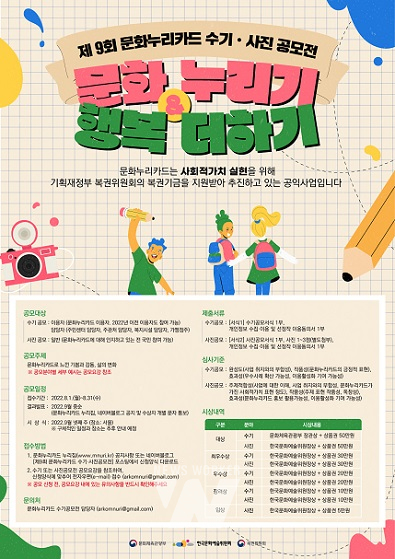 예술위, 제9회 문화누리카드 수기·사진공모전 문화 누리기, 행복 더하기 개최