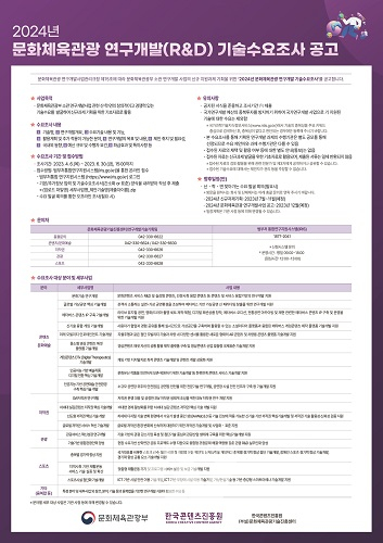 콘진원, 문화체육관광 연구개발 기술수요조사 실시