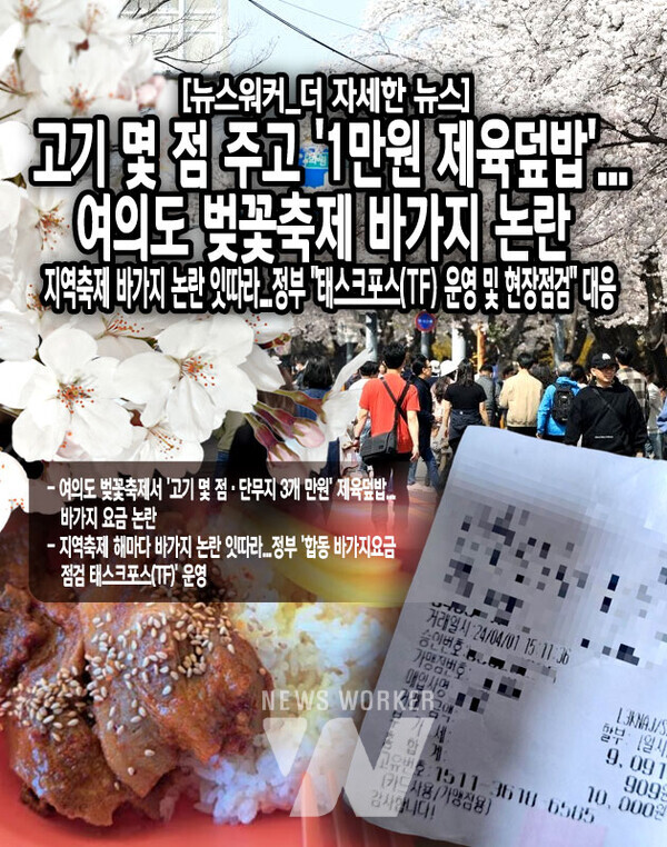 [뉴스워커_더 자세한 뉴스]  고기 몇 점 주고 1만원 제육덮밥...여의도 벚꽃축제 바가지 논란