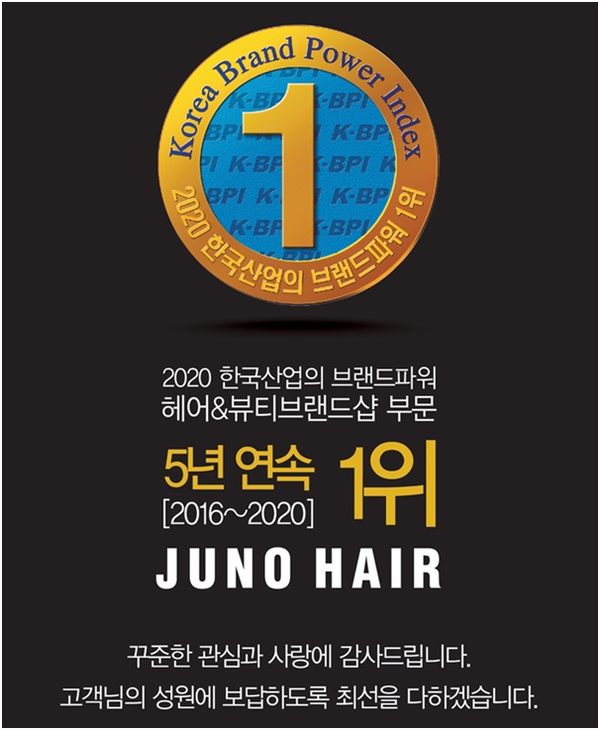 준오헤어, 2020년 한국산업의 브랜드파워(K-BPI) 5년 연속 헤어&뷰티 브랜드샵 부문 1위