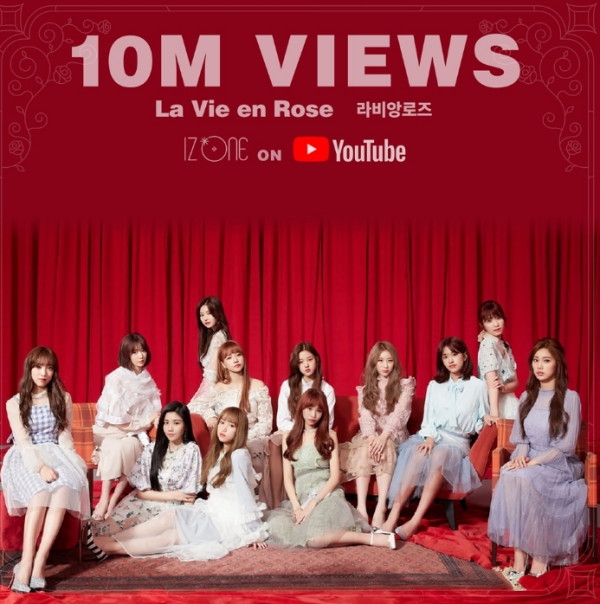 아이즈원, 라비앙로즈 M/V 공개 4일 만에 조회수 1000만뷰 돌파… 장원영·안유진등 등 인기↑ 