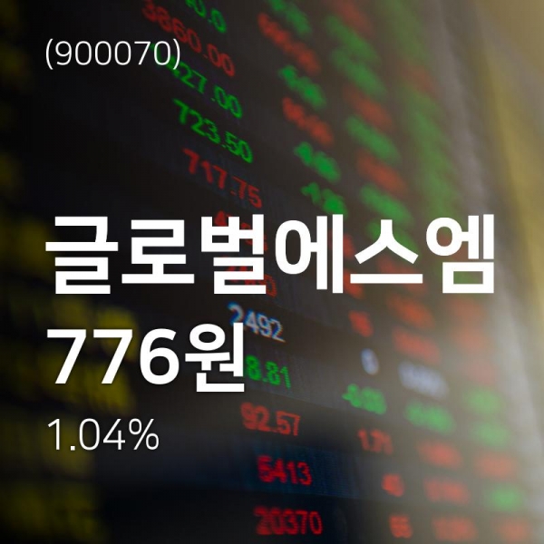 (주가와이어)글로벌에스엠 주가 차트  7일  현재 776원