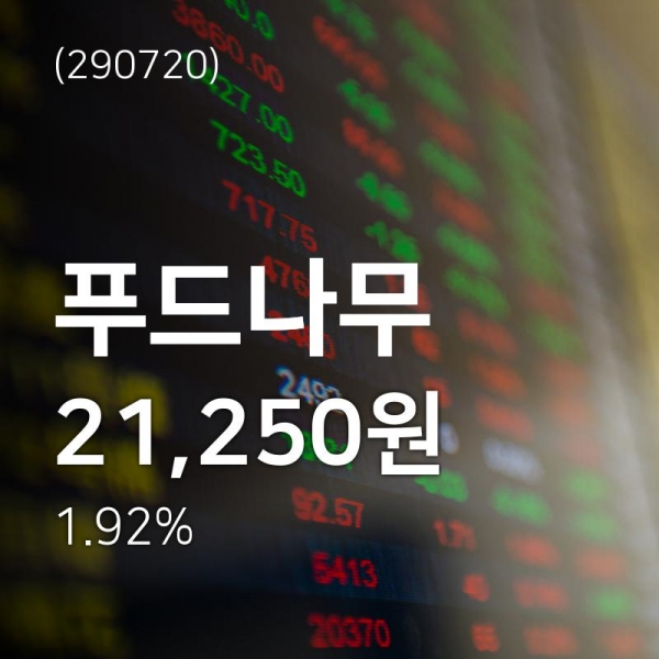 (주가와이어)푸드나무 주가 정보 및 오늘 시세 8일  현재 21250원