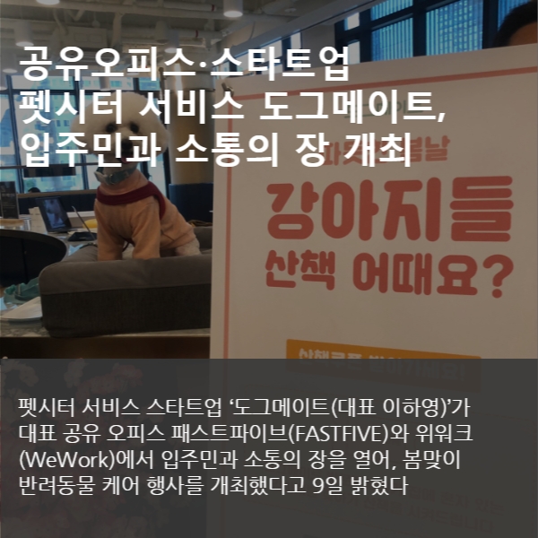 공유오피스∙스타트업 펫시터 서비스 도그메이트, 입주민과 소통의 장 개최