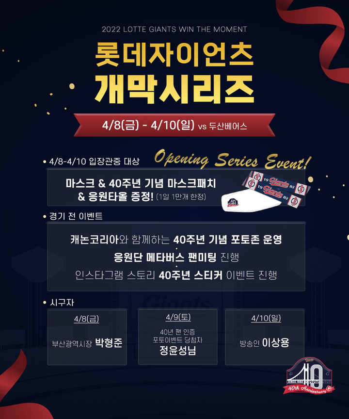롯데 자이언츠, 창단 40주년 홈 개막 시리즈 개최