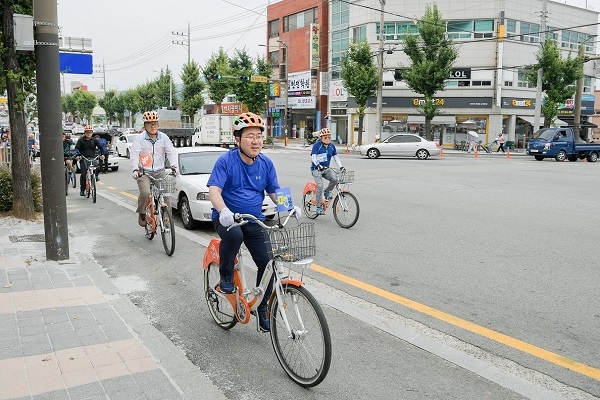 허석 순천시장, 자전거타고 녹색 도로환경 점검