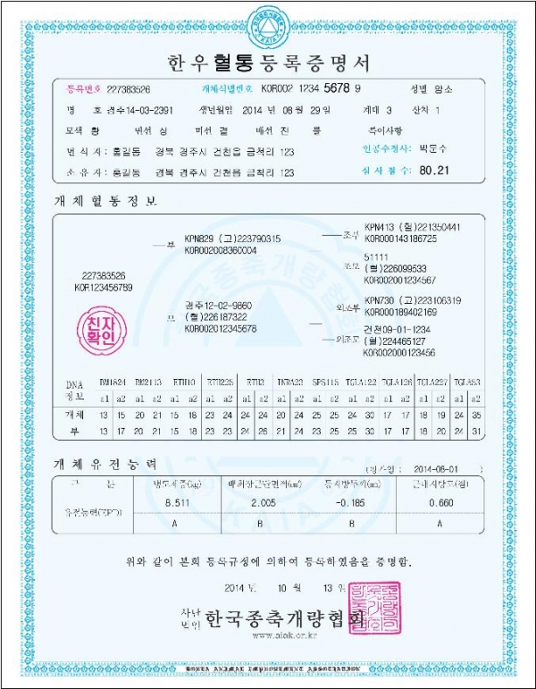 한우 혈통신뢰도 향상…한우등록증명서 개선된다