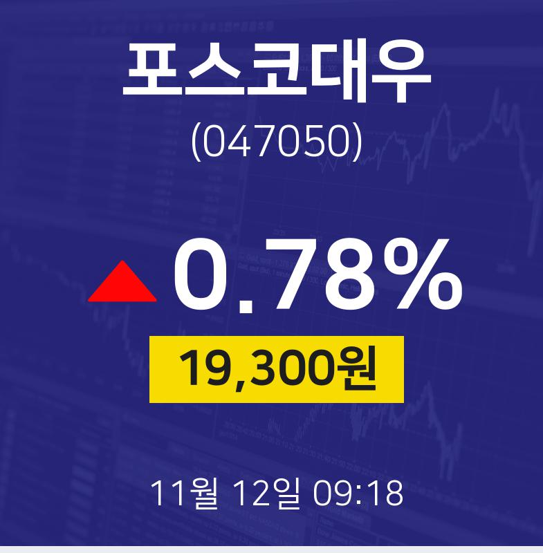 11월 12일 포스코대우 주식종목검색 0.78% 19300원