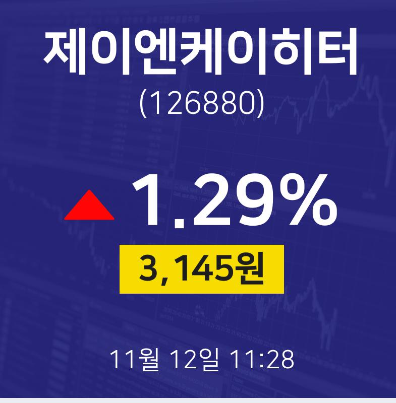 11월 12일 제이엔케이히터 오늘증시 3145원  1.29%