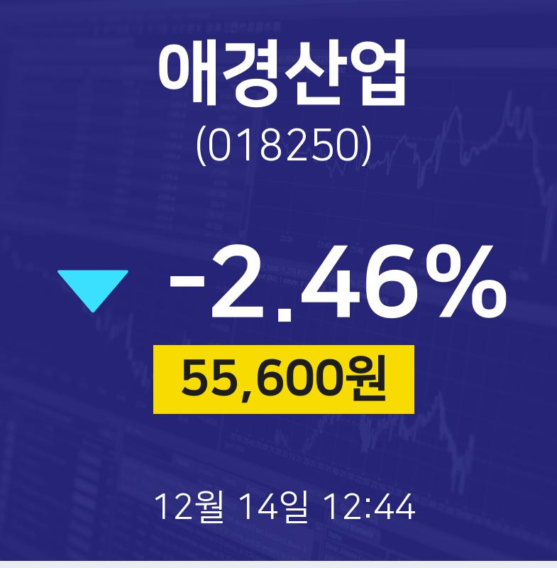 애경산업주식장  14일  현재 55600원