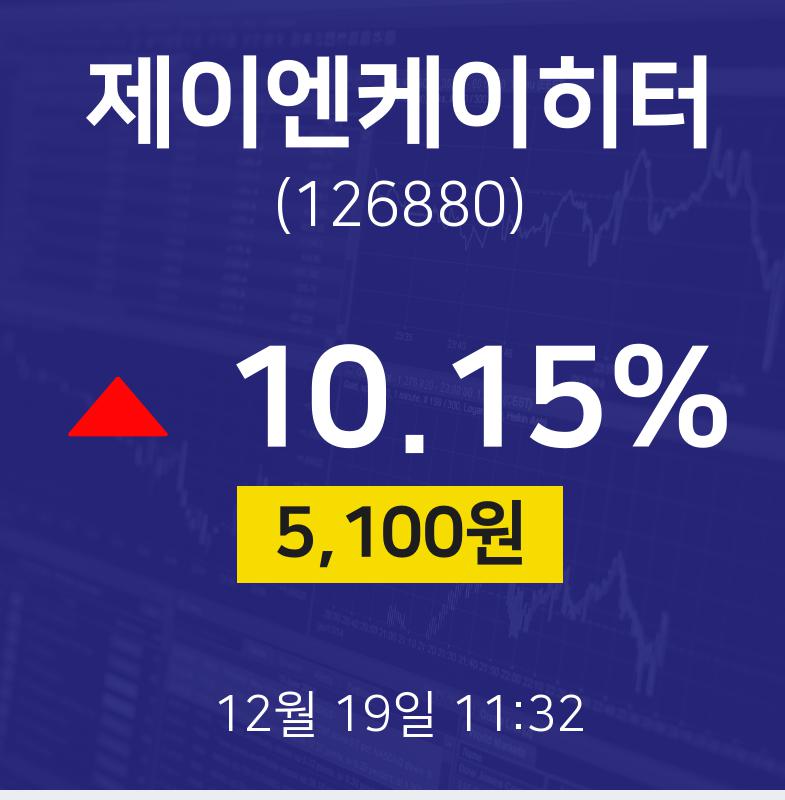 12월 19일 제이엔케이히터 시세보기 5100원  10.15%