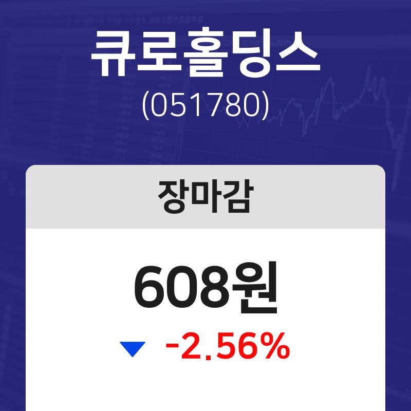 (내외마감) 21일 큐로홀딩스 마감증시 608원...