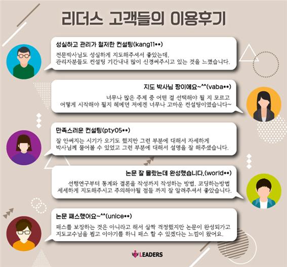 리더스논문컨설팅, 고품질 논문컨설팅으로 고객만족도 높인다