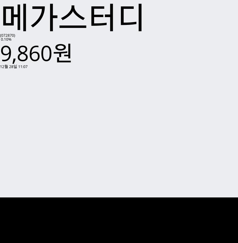 증권플러스 메가스터디 주가 28일  현재 9860원