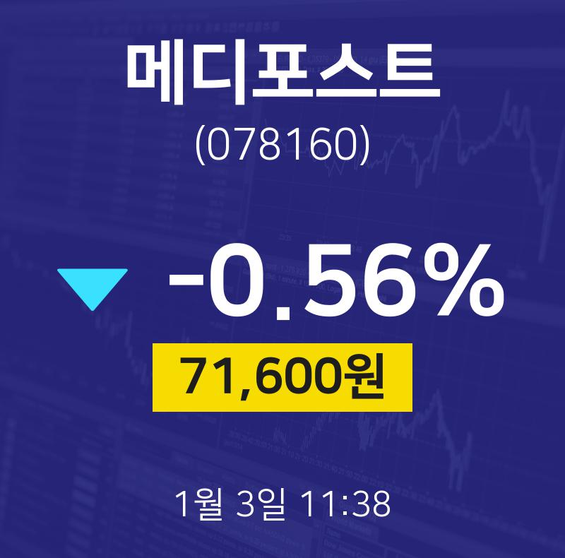 주식추천주 메디포스트 주가 3일  현재 71600원