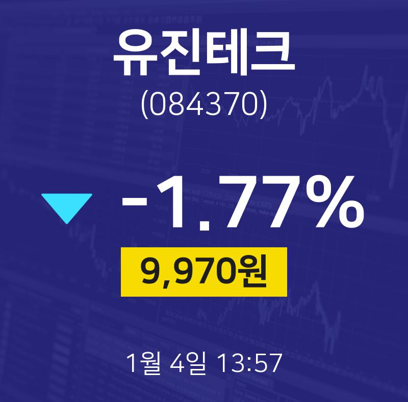 유진테크실시간증시  4일  현재 9970원