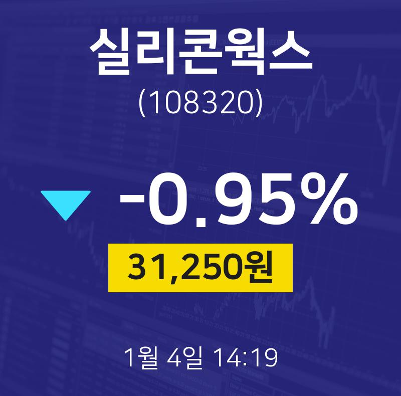 1월 4일 실리콘웍스 주식현황 -0.95% 31250원