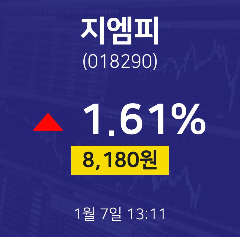 1월 7일 지엠피 주식종목시세 1.61% 8180원